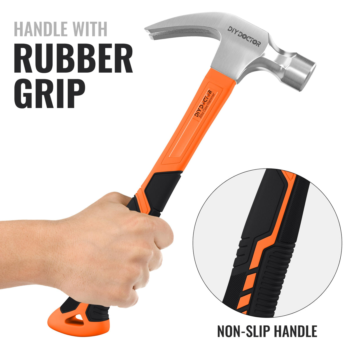 Claw hammer TPR comfort grip detail