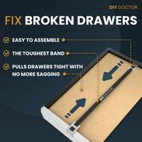 Drawer repair bracket fitted to a sagging drawer base