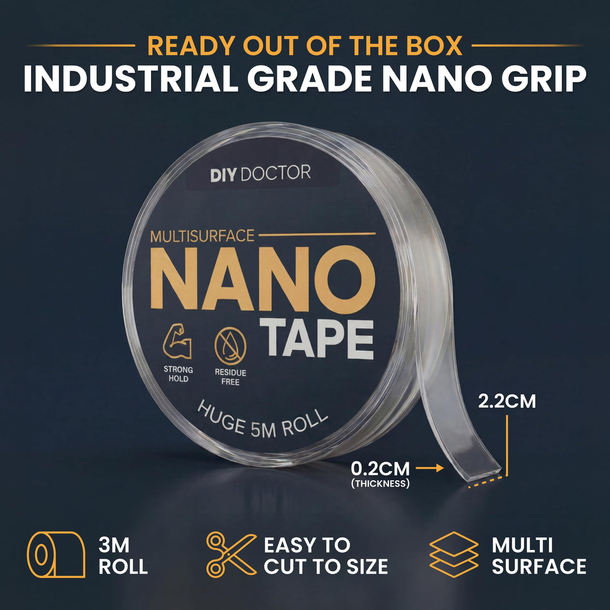 Nano tape removed without residue