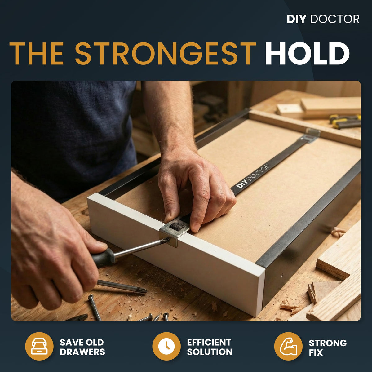 Drawer repair kit installation with a screwdriver