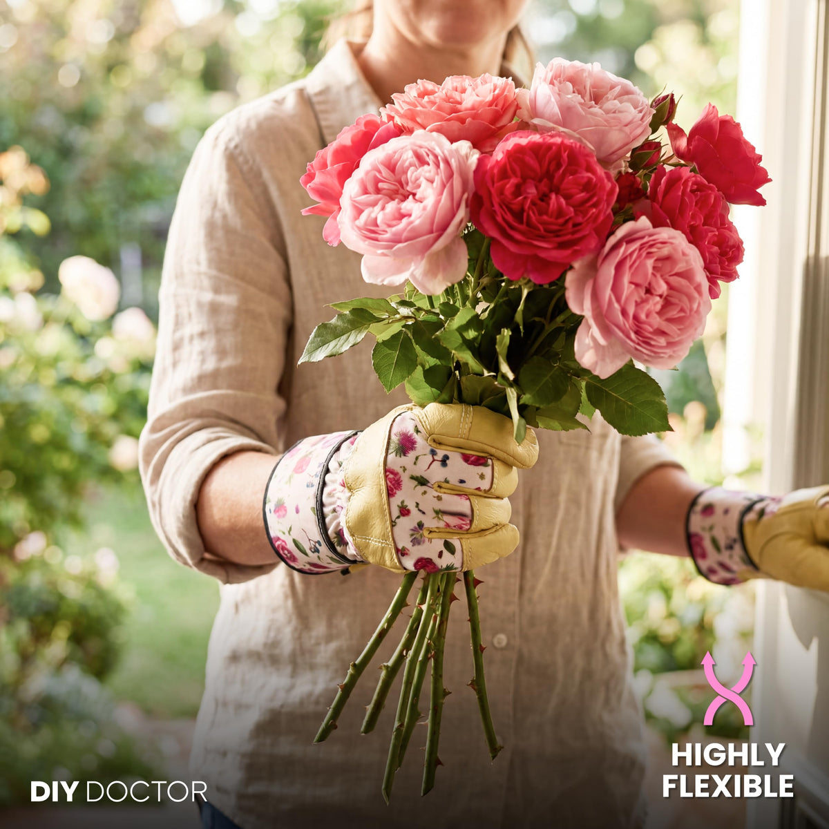 Women's gardening gloves cotton backing
