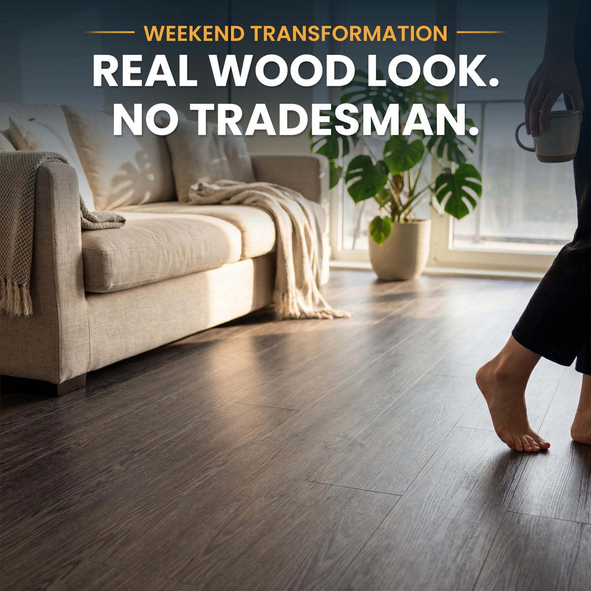 Vinyl planks laid in a room