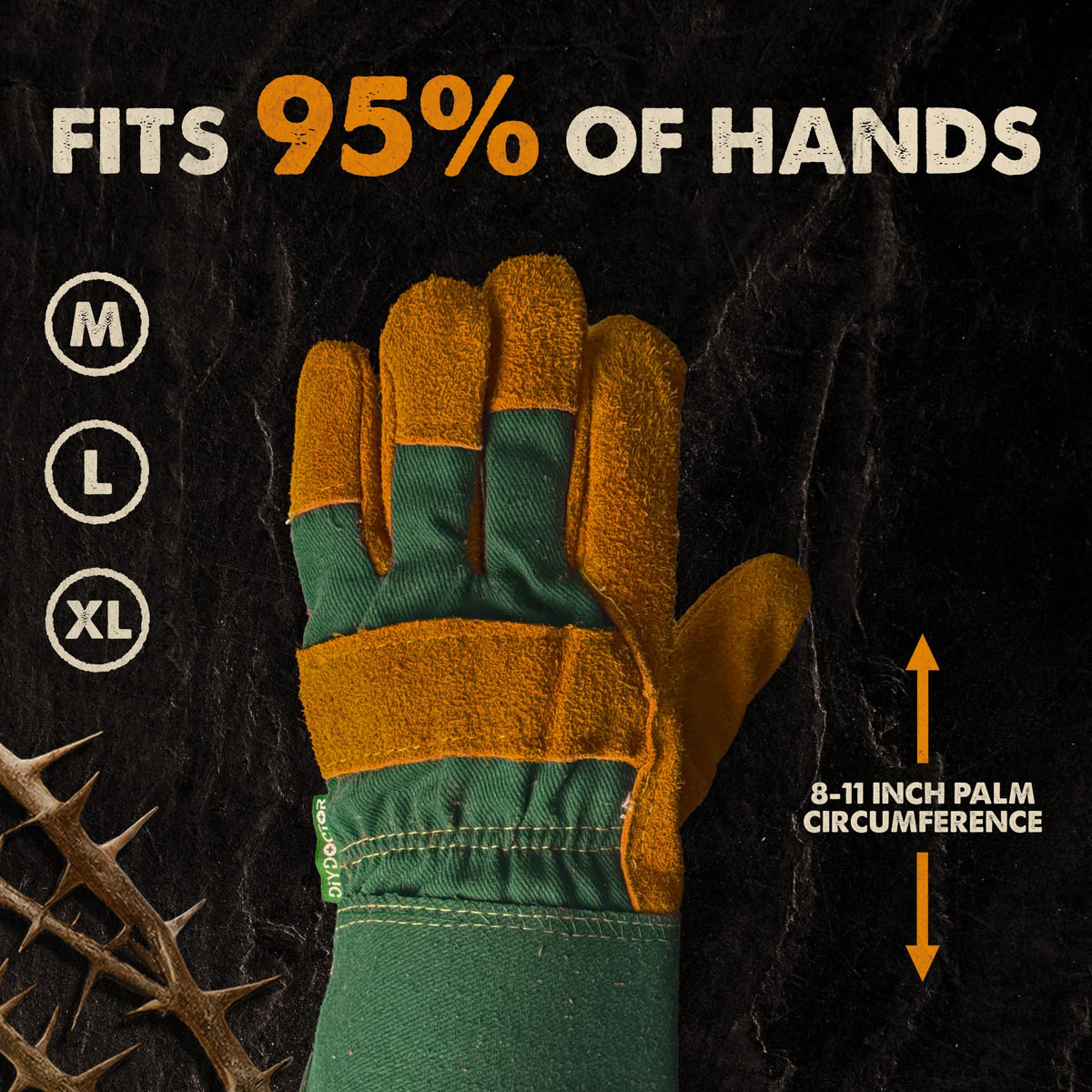Gardening gloves reinforced fingertip detail