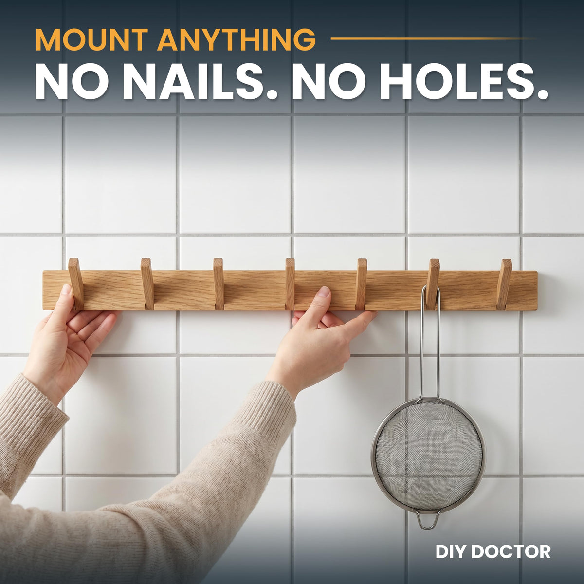 Nano tape mounting an item to a wall