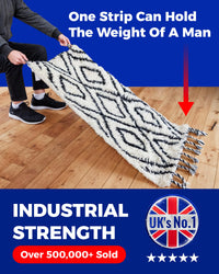XL carpet tape securing a rug