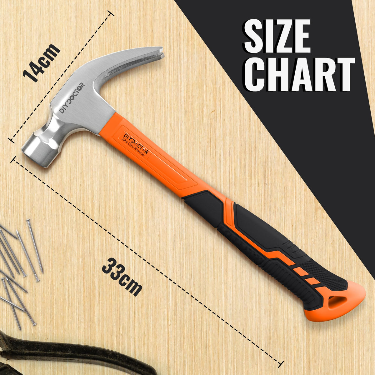 Claw hammer fibreglass core construction