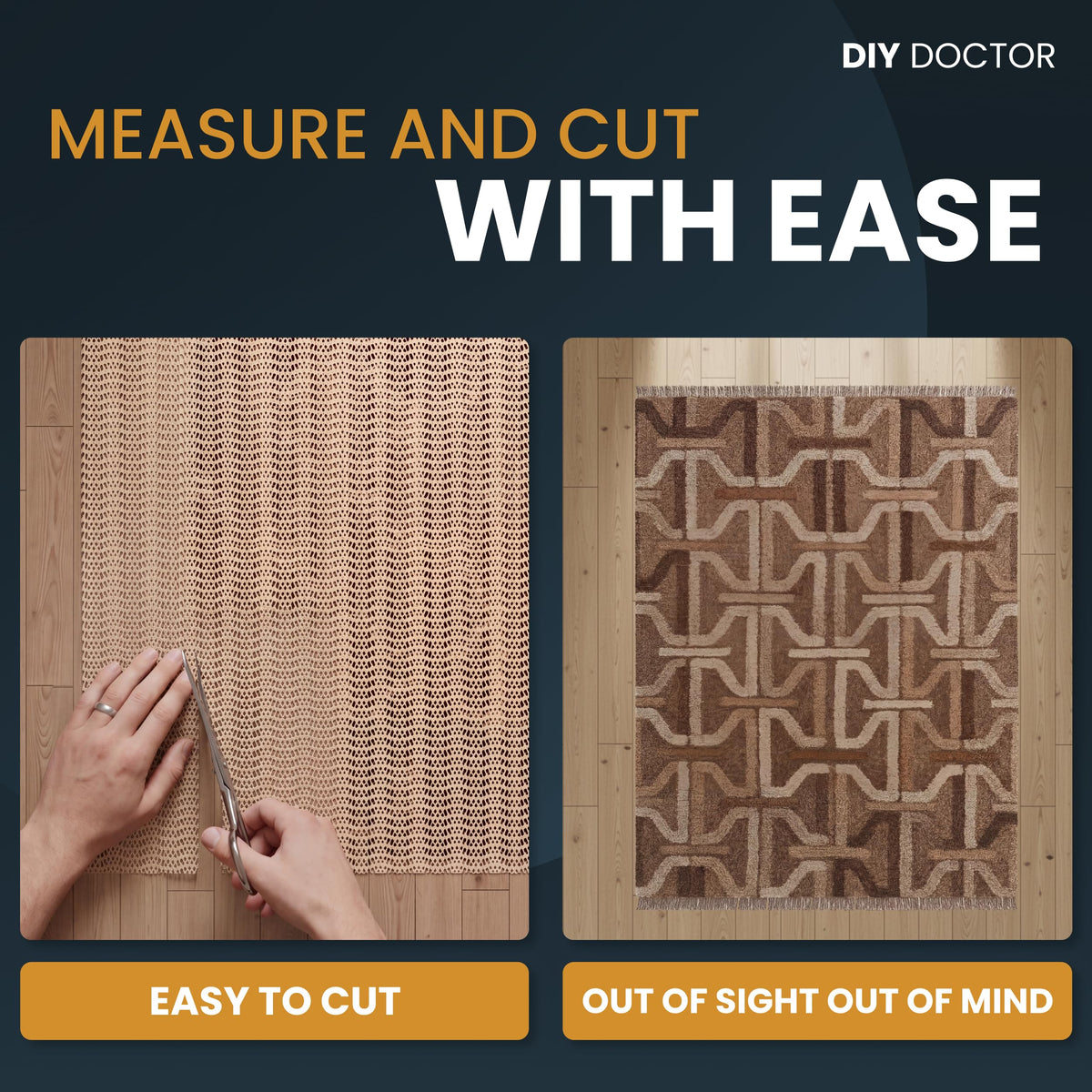 Rug gripper cut to size with scissors